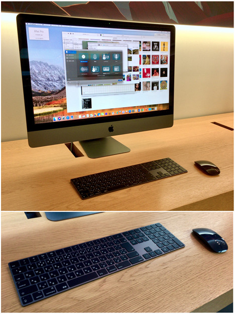 Appleストア名古屋栄に展示されてた「iMac Pro」 - 8：黒いMagic KeyboardとMagic Mouse