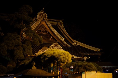夜の帝釈堂は妖しく輝く