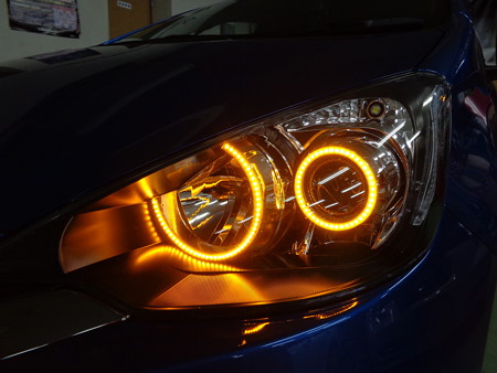 トヨタＡＱＵＡ　Ｇ’ｓ　千葉県　イカリング取付　　ウインカー連動オレンジイカリング　助手席