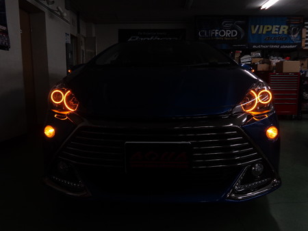 トヨタＡＱＵＡ　Ｇ’ｓ　千葉県　イカリング取付　　ウインカー連動オレンジイカリング