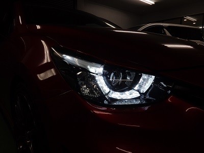 デミオ ヘッドライト加工 スモールLED打ち替え