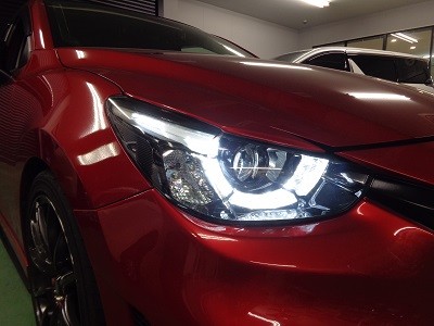 デミオ ヘッドライト加工 スモールLED打ち替え