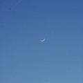 金星と月と飛行機雲